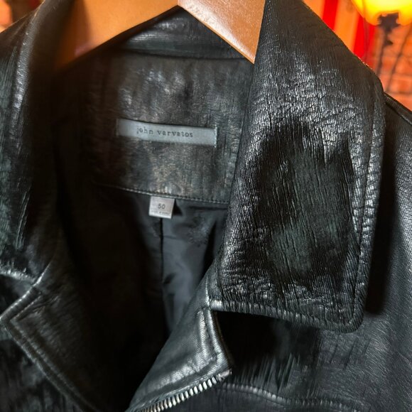 $2698 JOHN VARVATOS Limited Edition Scored Leather with Python Foil Jacket sz50 - Picture 4 of 14
